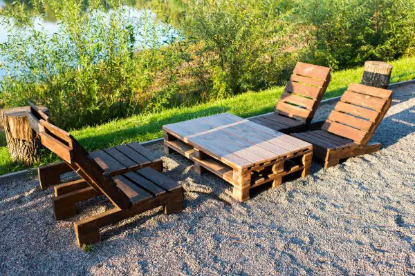 Timber pallets can be recycled to make innovative garden furniture.